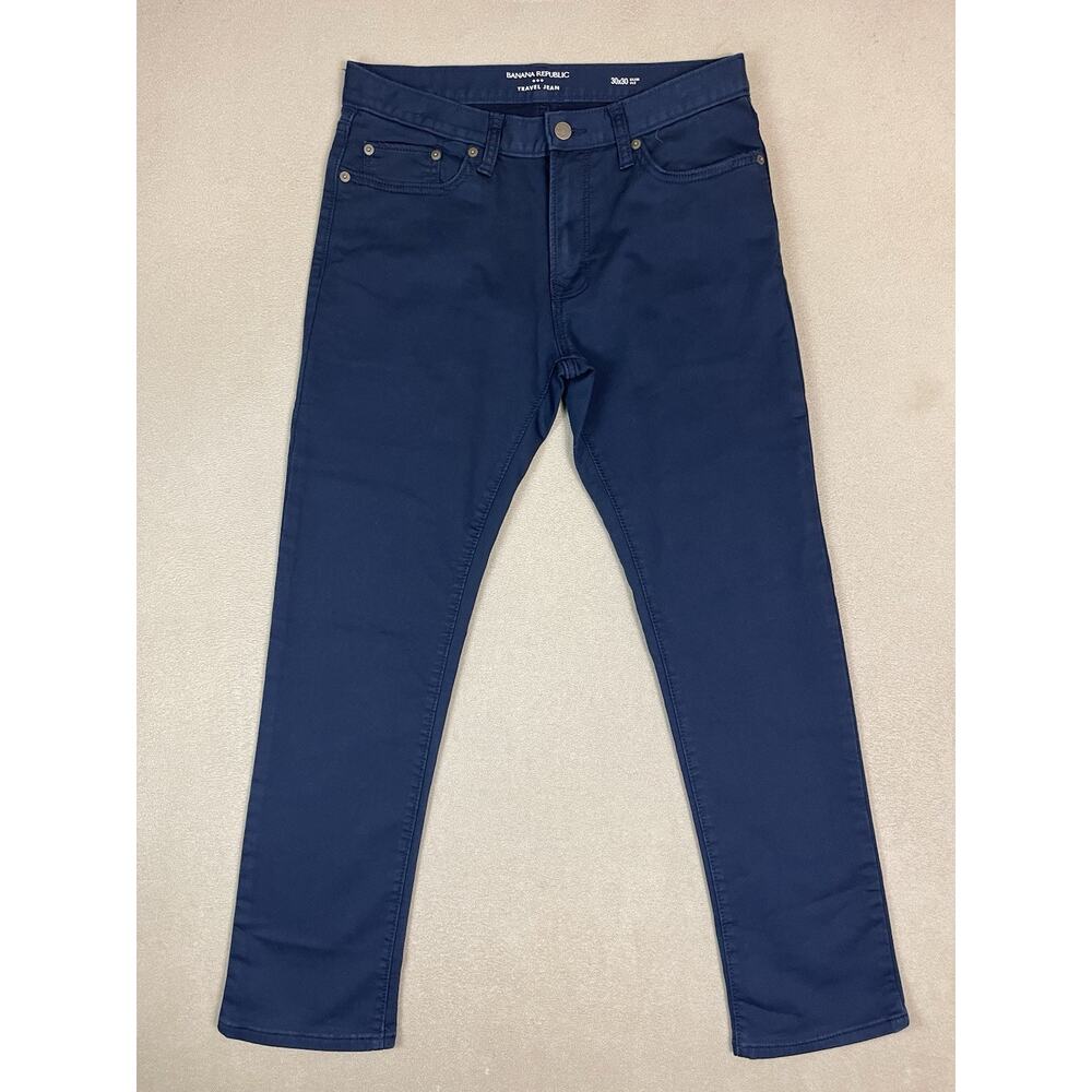 Banana Republic Traveler Jean Mens 30x30 Blue Slim Fit Stretch Mid Rise Washwell